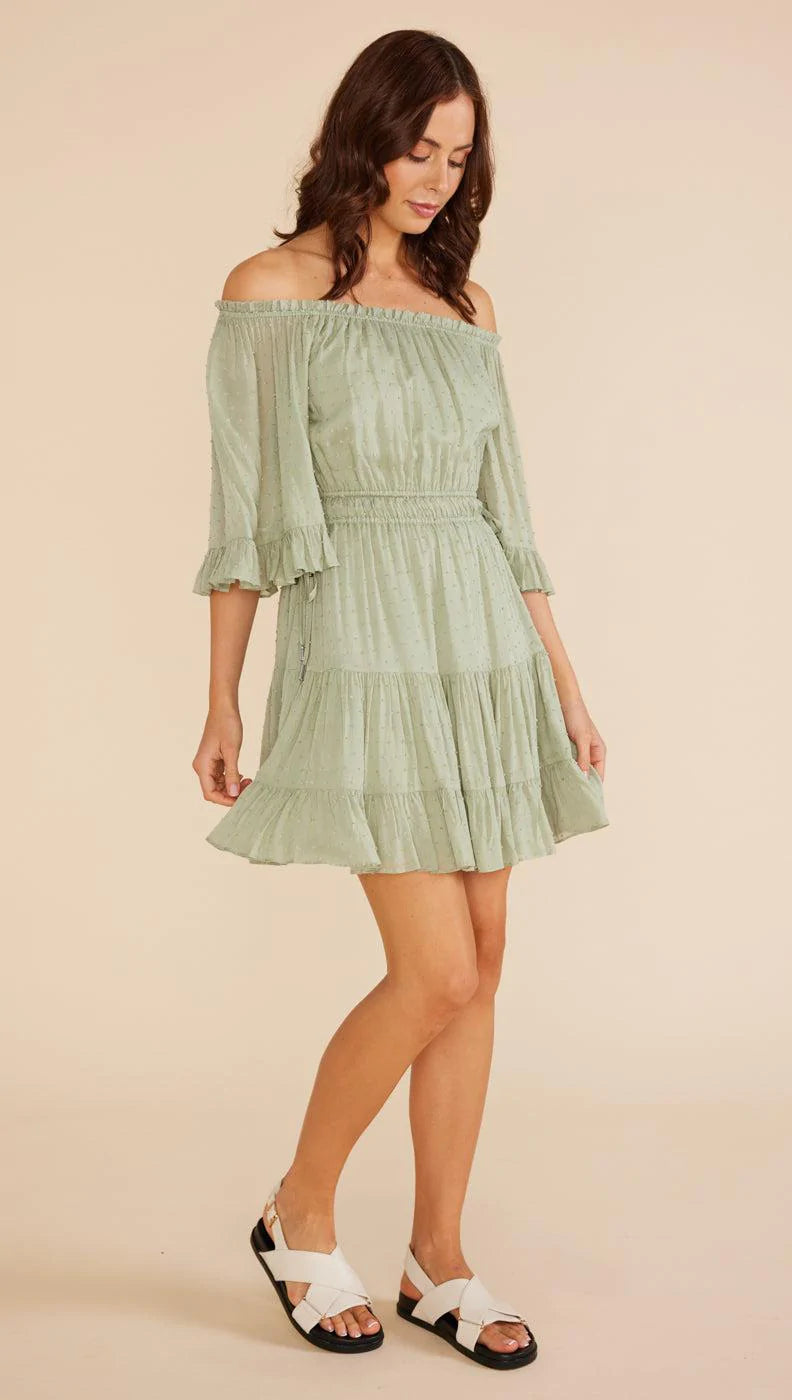 MINK PINK WILLOW MINI DRESS SAGE