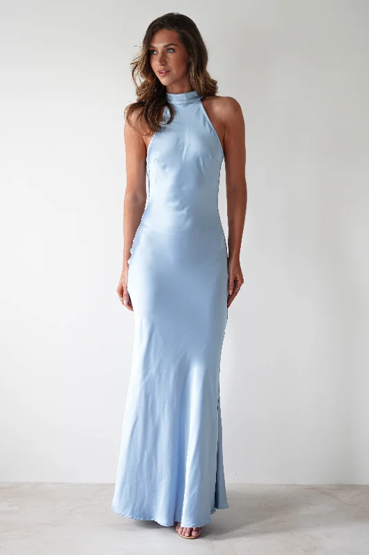 Natalia Soft Satin Maxi Dress | Blue Classic Black Maxi Dress