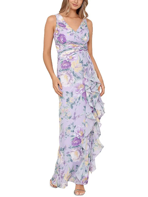 Womens Floral Twist Front Maxi Dress