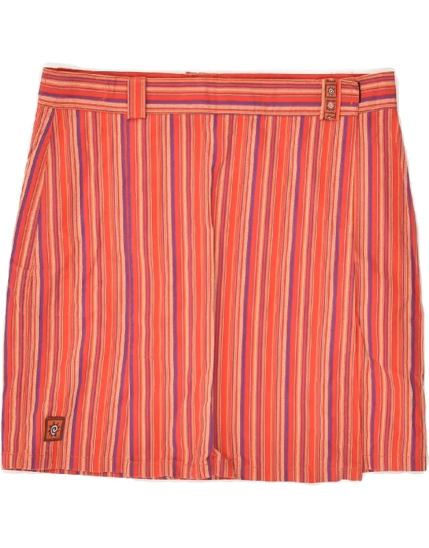 HUSKY Womens Wrap Skirt Medium W30 Orange Striped Cotton