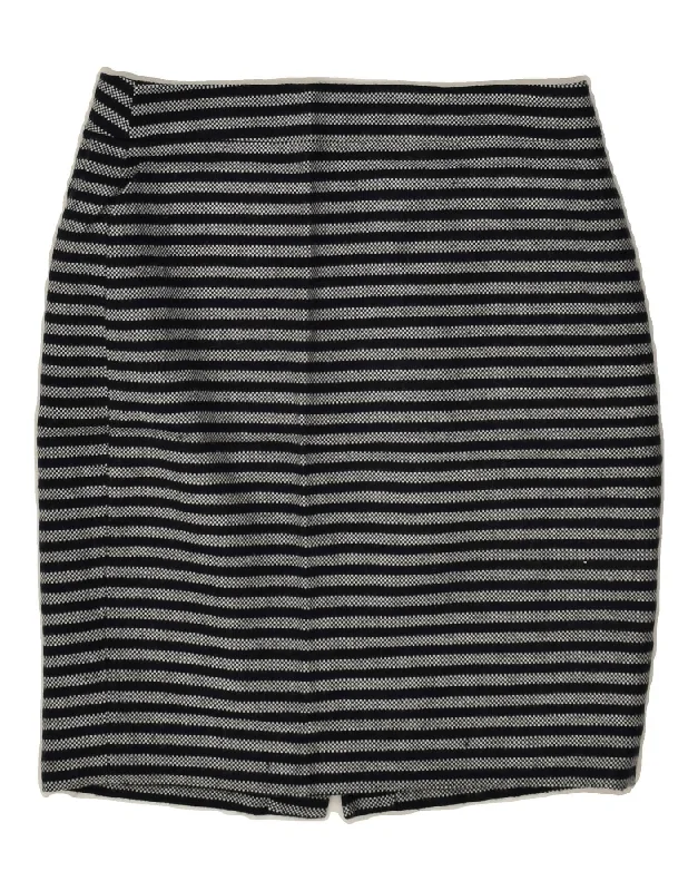 J. CREW Womens Pencil Skirt US 4 Small W28 Black Striped Acrylic