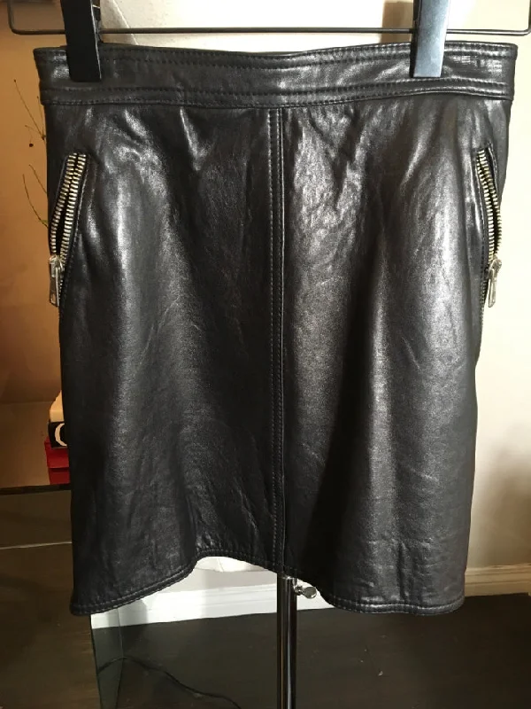 Katherine Hamnett Size S/M Black Leather Moto Skirt NWT 2400-130-122419