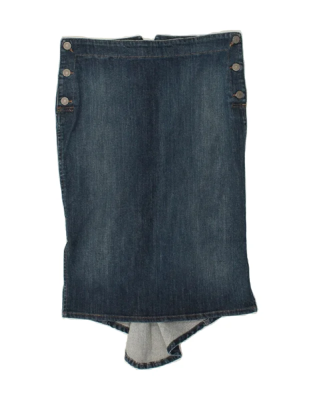 SISLEY Womens Asymmetric Denim Skirt IT 42 Medium W30  Blue Cotton