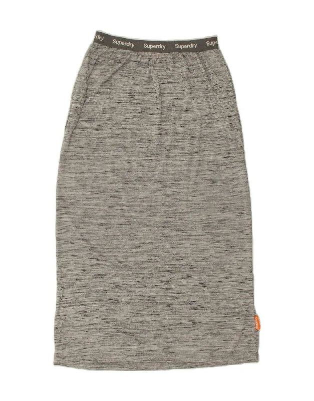 SUPERDRY Womens Graphic Maxi Skirt UK 12 Medium W28 Grey Flecked Polyester