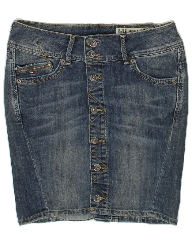 TOMMY HILFIGER Womens Denim Skirt UK 10 Small W27 Blue Cotton