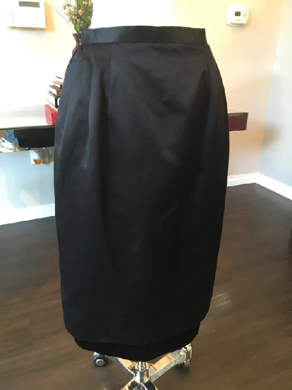 Valentino Black Silk Satin Velvet Straight Evening Skirt Vintage - 2217-1-6819