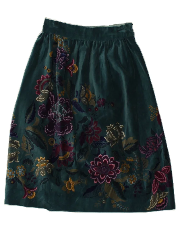 VINTAGE Womens A-Line Skirt W24 XS Green Floral