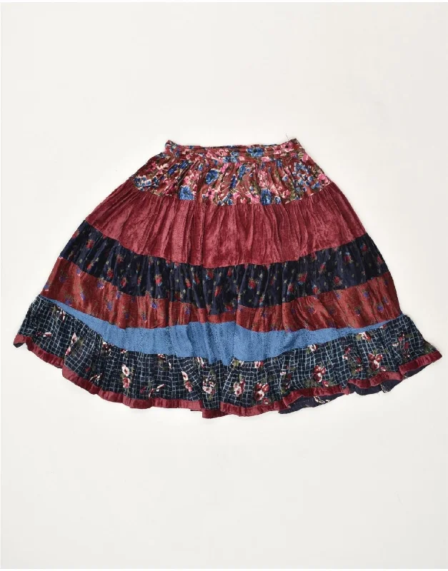 VINTAGE Womens Circle Skirt W23 2XS Multicoloured Patchwork