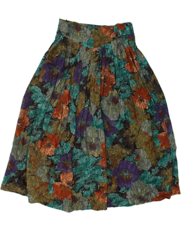 VINTAGE Womens High Waist Pleated Skirt UK 12 Medium W26 Multicoloured