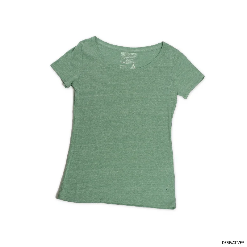 Tri-Blend Organic Cotton & Recycled Scoop Neck Tee - Heather Green