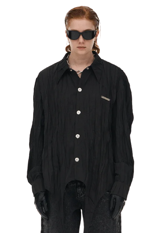 Dracula Pointed Collar Pleated Shirt