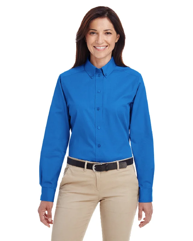 Harriton Ladies' Foundation 100% Cotton Long-Sleeve Twill Shirt with Teflon™