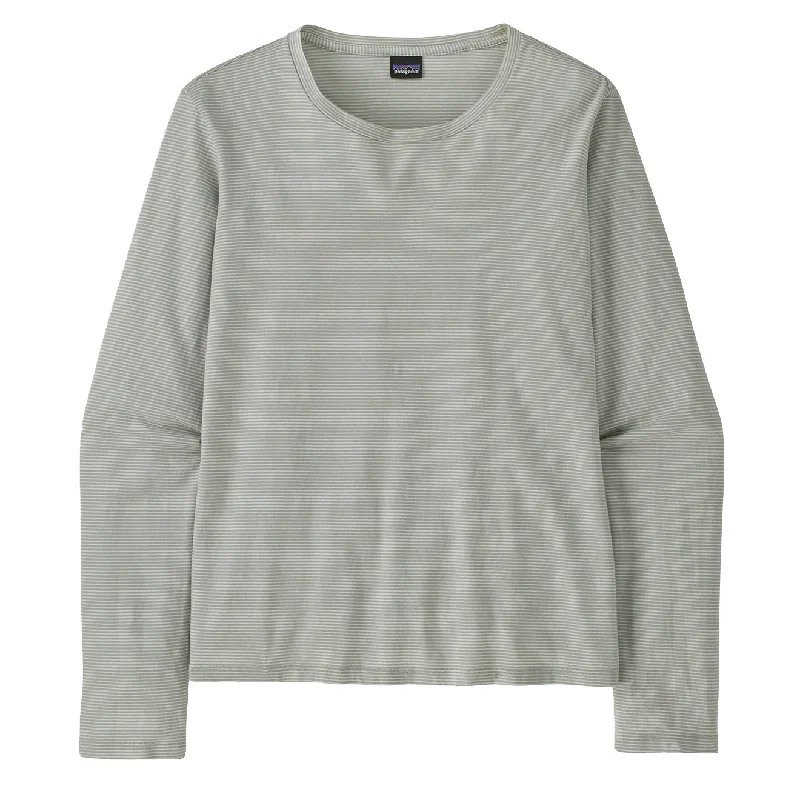 Patagonia Long Sleeved Regenerative Organic Certified Cotton Tee Steppe Stripe Sleet Green