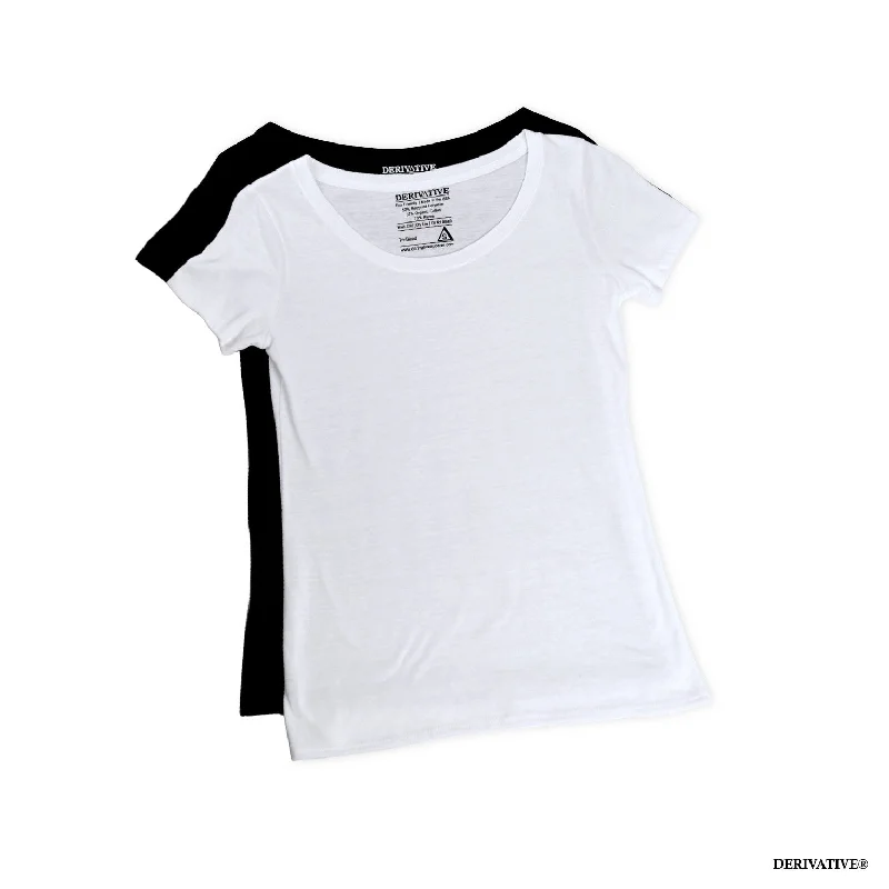 Tri-Blend Organic Cotton & Recycled Scoop Neck Tee - White