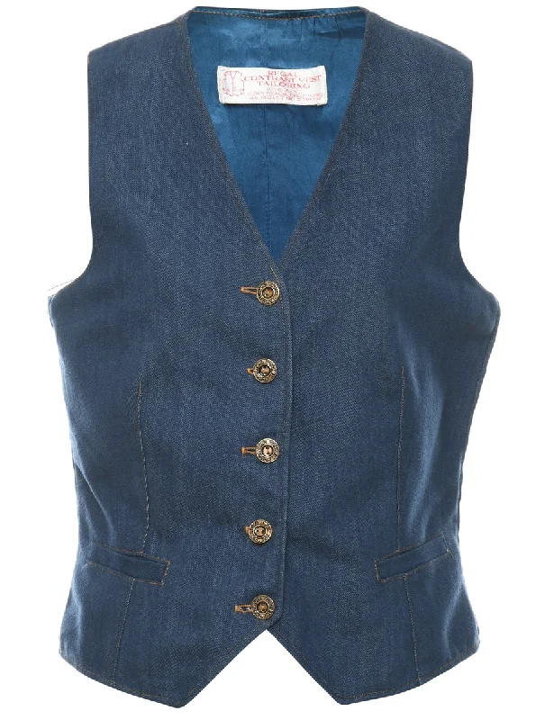 Dark Wash Denim Jacket Vest - M