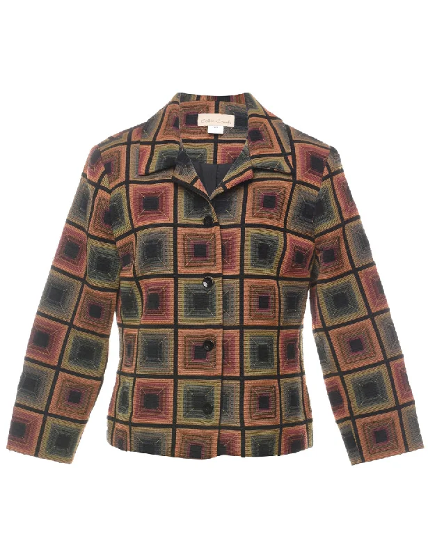 Geometric Pattern Multi-Colour Vintage Tapestry Jacket - L